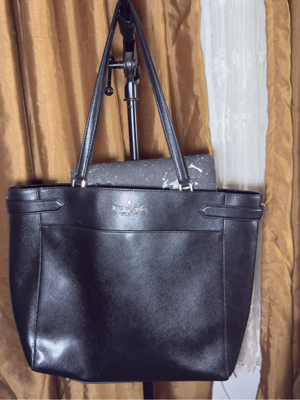 Kate Spade Black Leather Tote with Dual Straps